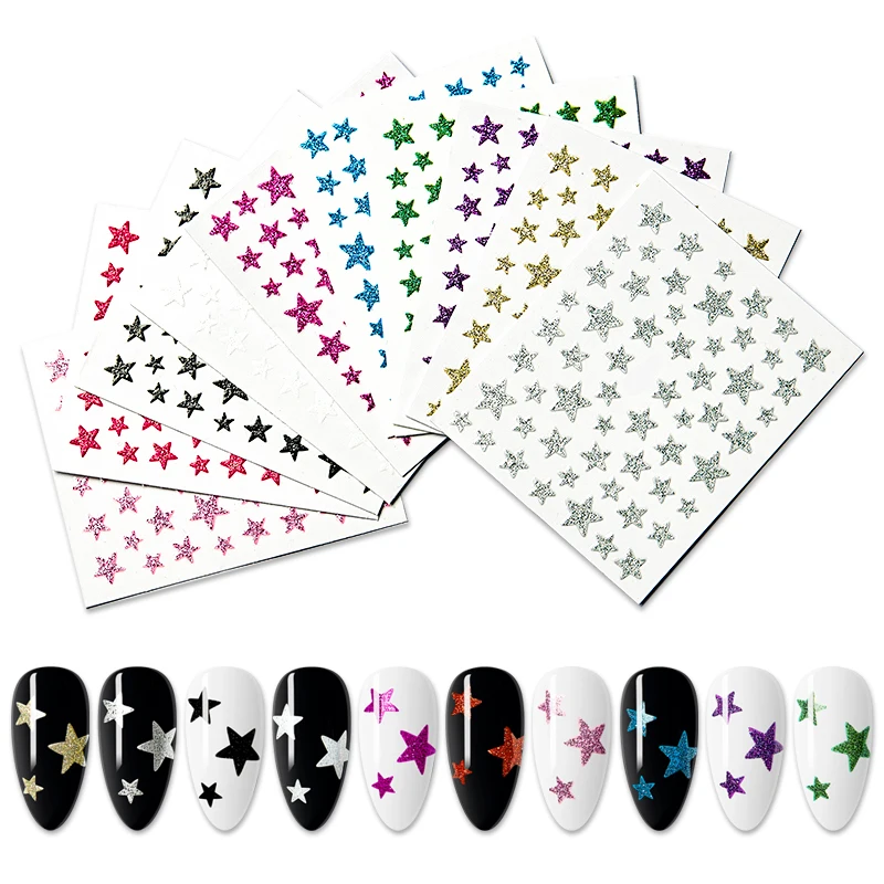 Четыре лилии 3D слайдер для ногтей Звездные наклейки блестящая декорация