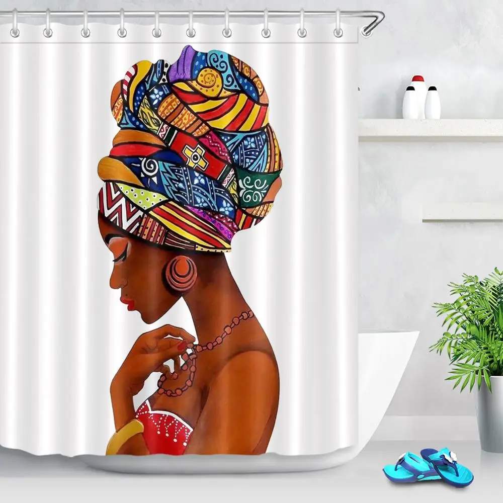 LB афроамериканский красивый тюрбан для девушек Черная Женская душевая занавеска