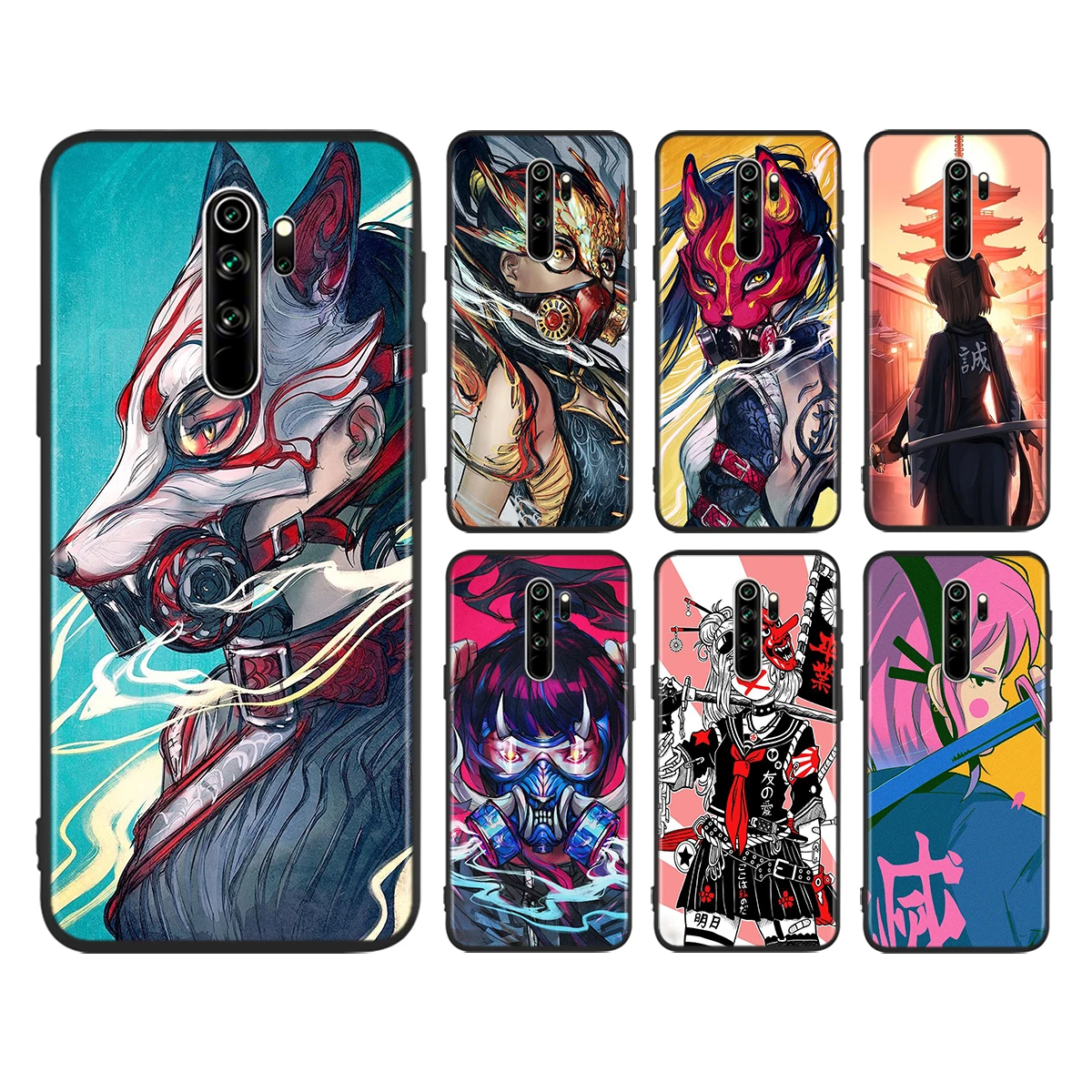 

Phone Case For Xiaomi Redmi K40 Gaming K30i K30T K30S K30 Ultra K20 10X Pro 5G Anime girl samurai Black Soft TPU Cover