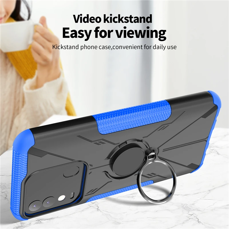 Funda protectora de silicona para Tecno Spark 8, carcasa protectora con soporte duro para Tecno Spark 8, 7 Pro-4