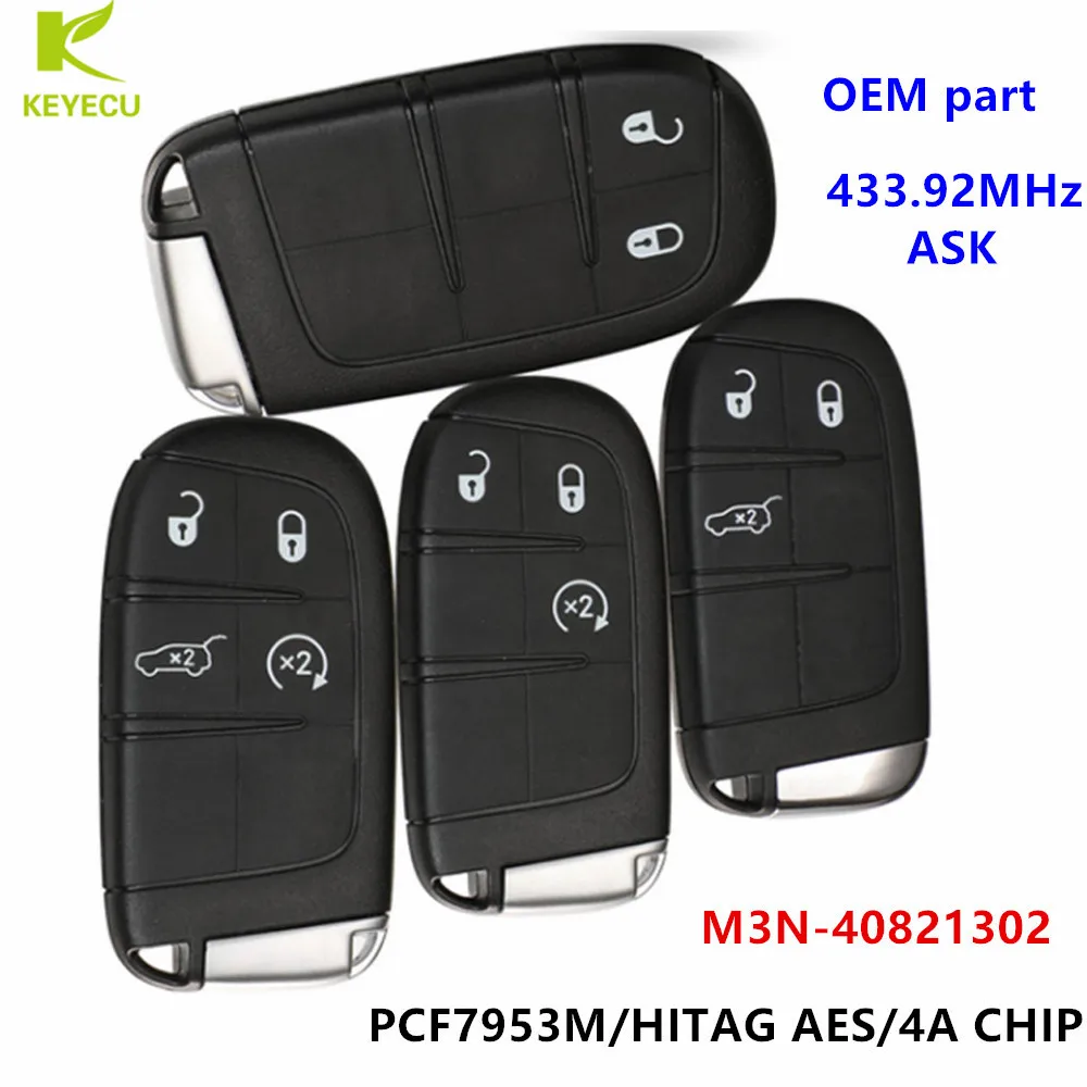 

KEYECU Оригинальный OEM БЕСКЛЮЧЕВОЙ пульт дистанционного управления Fob 2/3/4 Кнопка смарт-ключ приближения 433 МГц для Jeep Compass 2017-2020 FCC: M3N-40821302