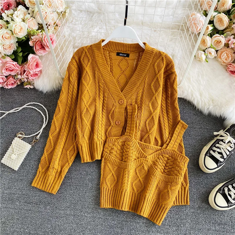 Женский трикотажный кардиган повседневный укороченный Топ Джокер в Корейском