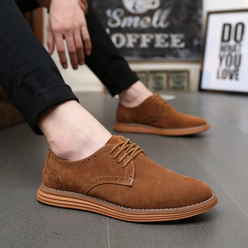 

Large Size 47 New Spring Autumn Matte Leather Men's Shoes Suede Shoes Lace-Up Casual Fashion Men's Single Shoes Sneakers