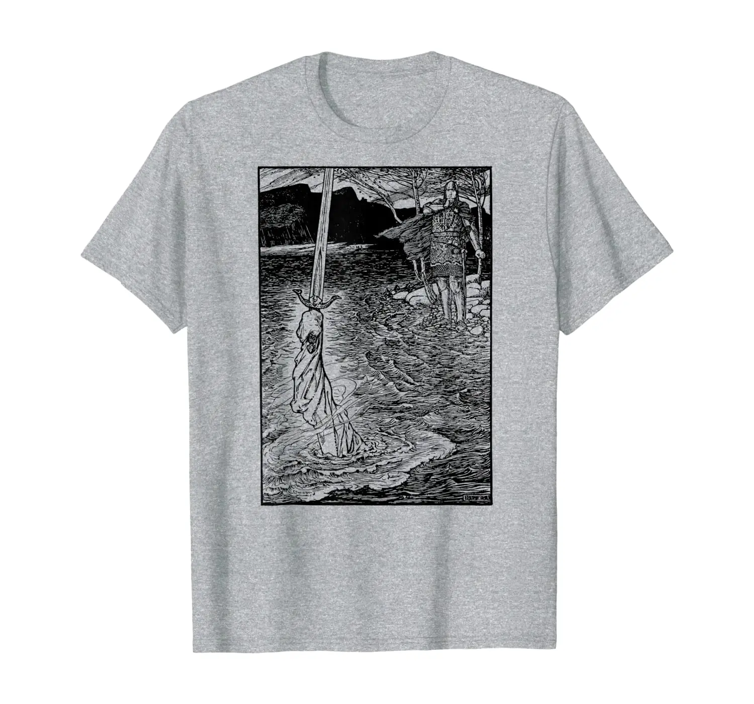 

Lady of The Lake Excalibur Sword Sir Lancelot King Arthur T-Shirt