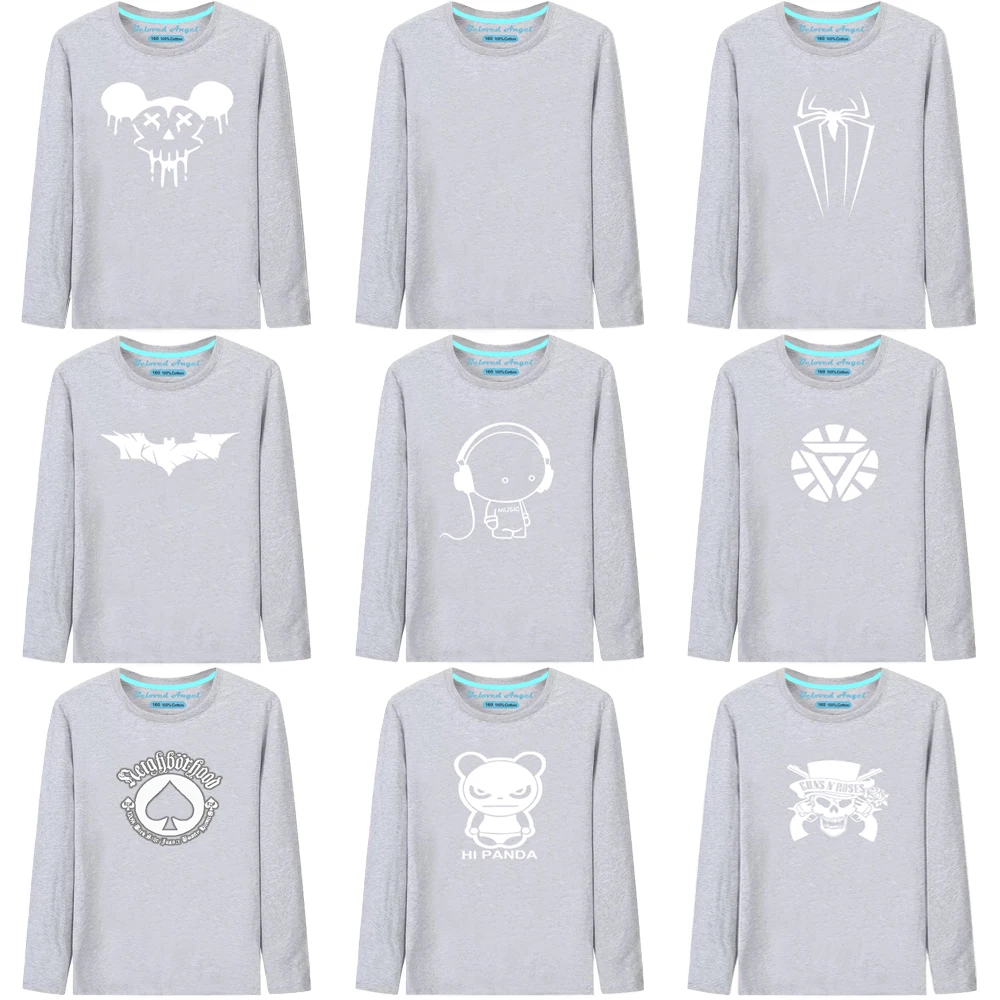 Camiseta de algod&oacute;n para chicas adolescentes, ropa luminosa de manga larga para ni&ntilde;os, con estampado de dibujos animados, para primavera y oto&ntilde;o-0