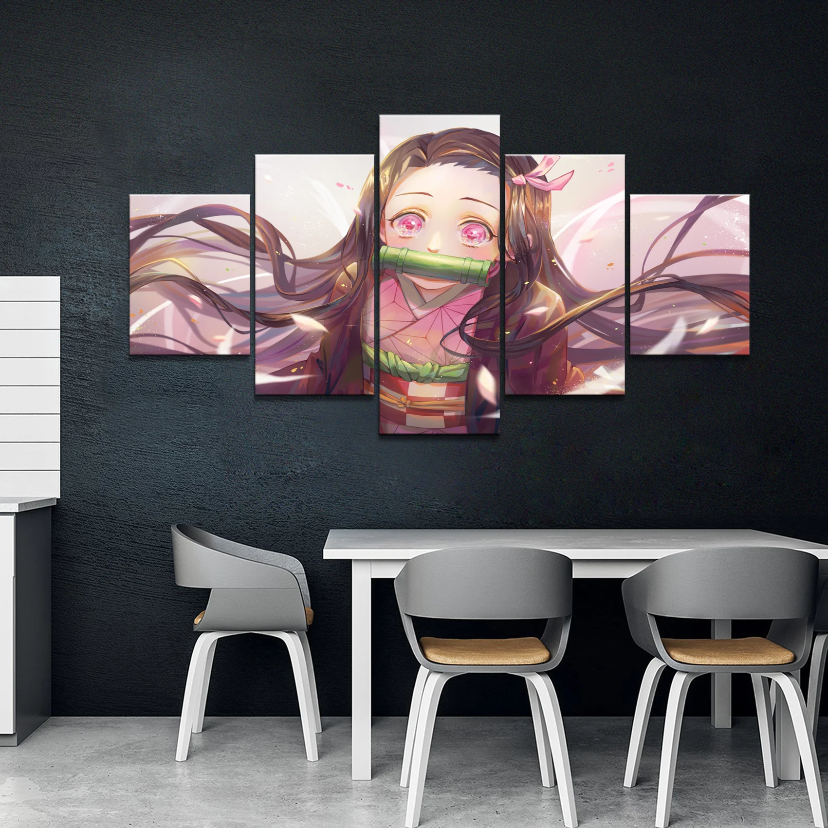 Художественная настенная живопись для декора гостиной 5 панелей HD картины аниме