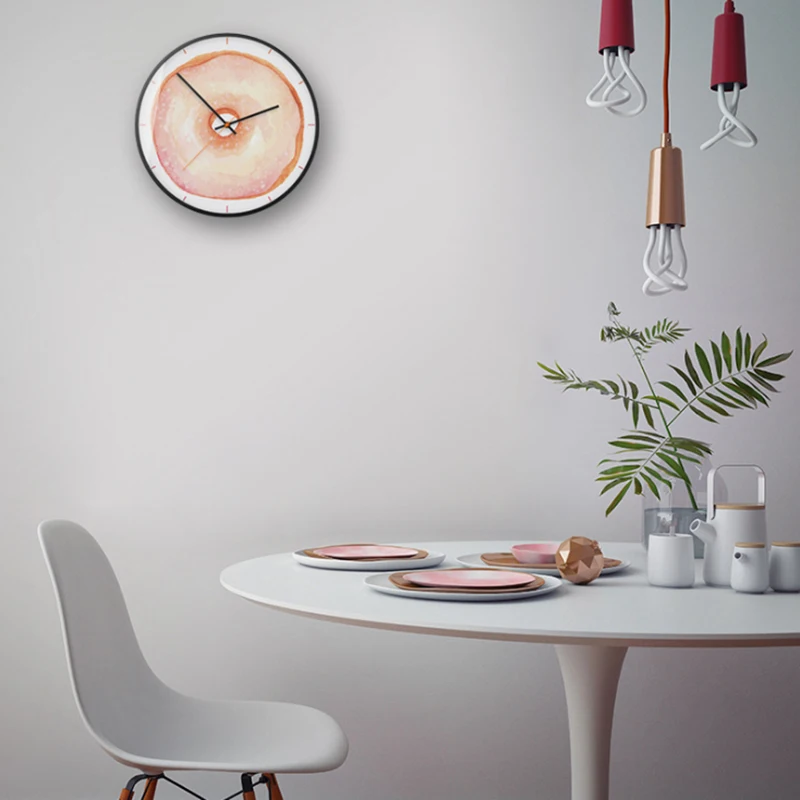 Донаты 3D Металлические Кварцевые Настенные Часы Для Домашнего Украшения Бесшумный Механизм Современный Дизайн Мут Duvar Saati On.