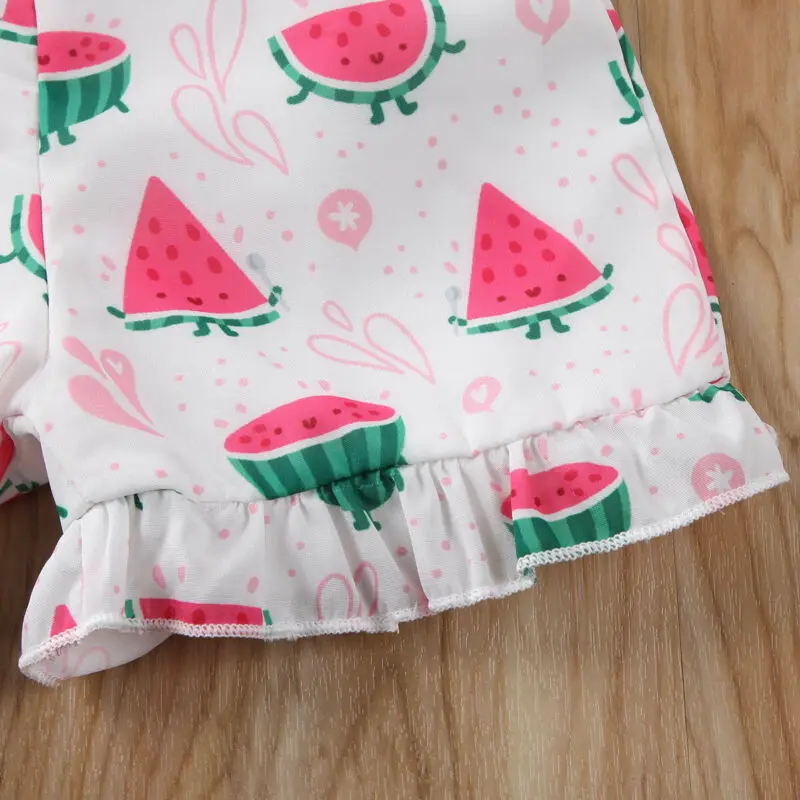 

Baby Girl Kid Sling Watermelon Print Sling Tops + Shorts Summer Outfits Clothes Set