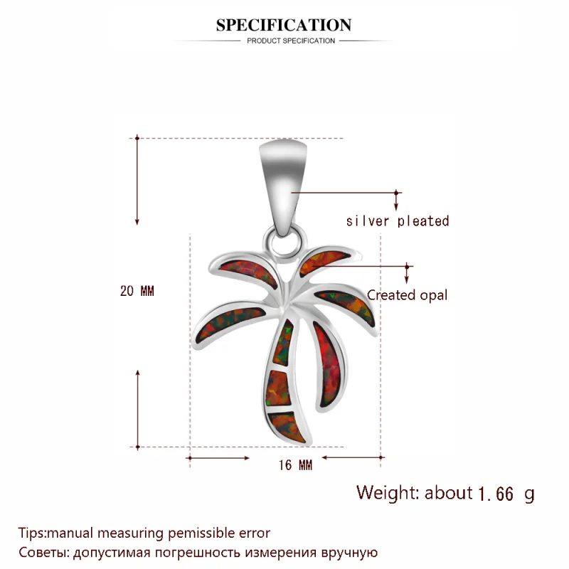 coconut tree style New arrival Orange fire Opal Fashion jewelry Silver Stamped Health free Necklace Pendants OP552 | Украшения и