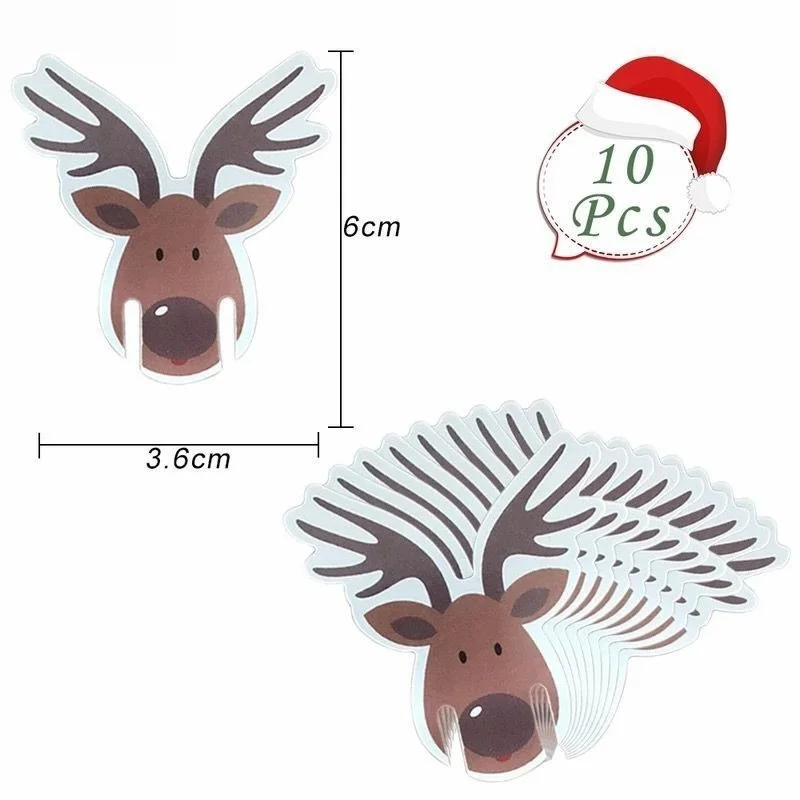 

10Pcs Christmas Cup Card New Year Christmas Decorations Santa Hat Wine Glass Decor Merry Xmas Ornament for Party Supplies