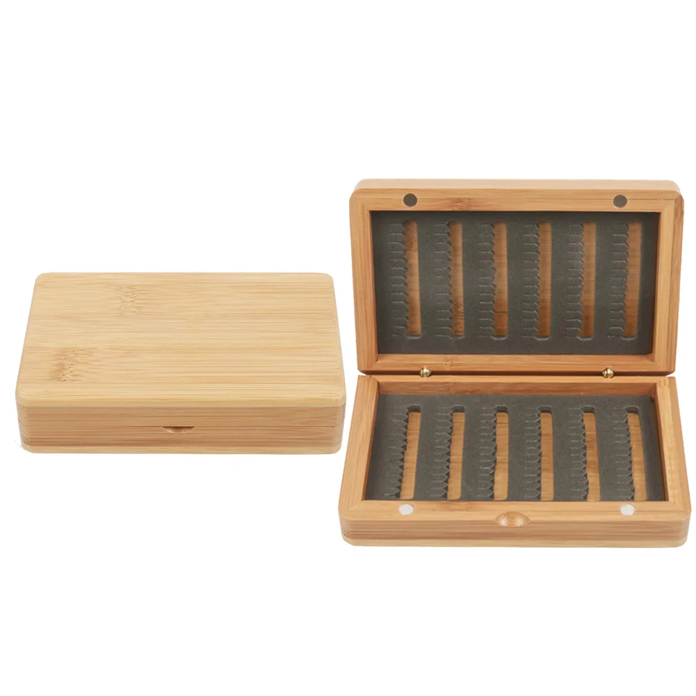 

2 Foams Bamboo Bait Box Fly Fishing Lure Box Storage Box For Fishing Sinker Decoy Hook Accessories Storage Box