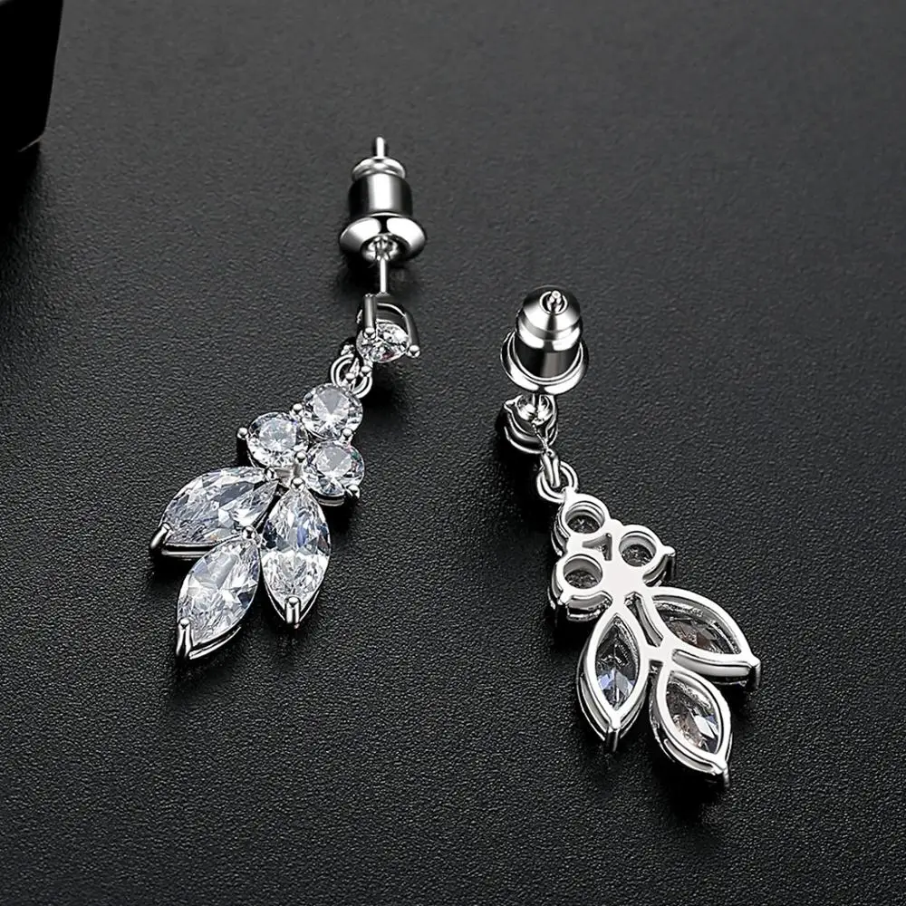 SLBRIDAL Pave Установка модный кубический цирконий серьги свадебные хрустальные серьги AAA класс CZ серьги Свадебные Висячие женские серьги