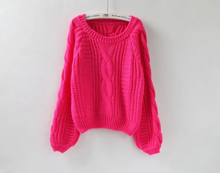 Baharcelin Women Girl Winter Round Knitted sweater Pullovers Tops clothing candy color knitted pullovers for women girl | Женская одежда
