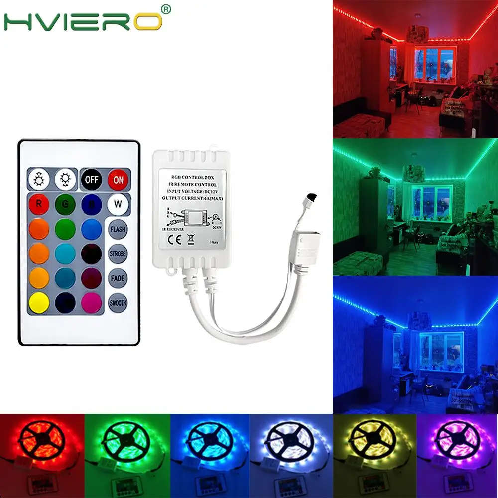 

24Keys RGB LED Light Controller IR RF Remote Wireless Controller Dimmer DC 12V 6A For RGB SMD 2835 5050 Tape RGB LED Strip Light