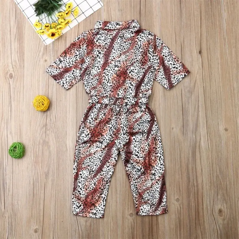 2019 одежда для маленьких девочек леопардовый комбинезон с короткими рукавами