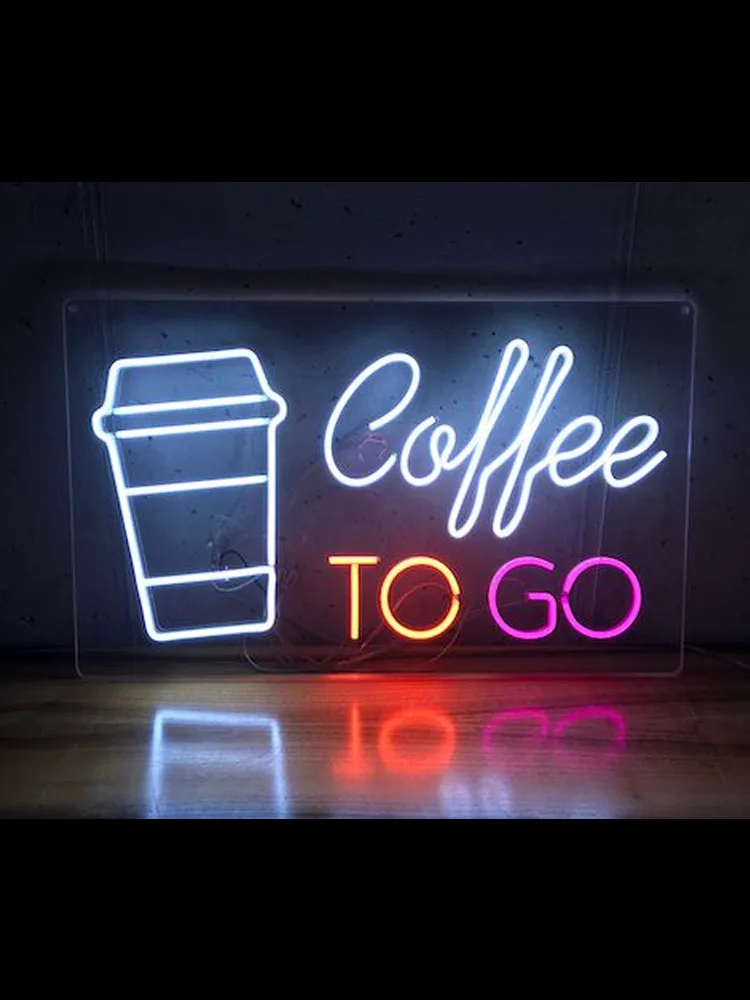 

Neon Sign Coffee to go WINDOW cup club Lamp Handcrafted real glass Windows Garage Wall Sign Cool Neon Signs Tube Neon Shop Board