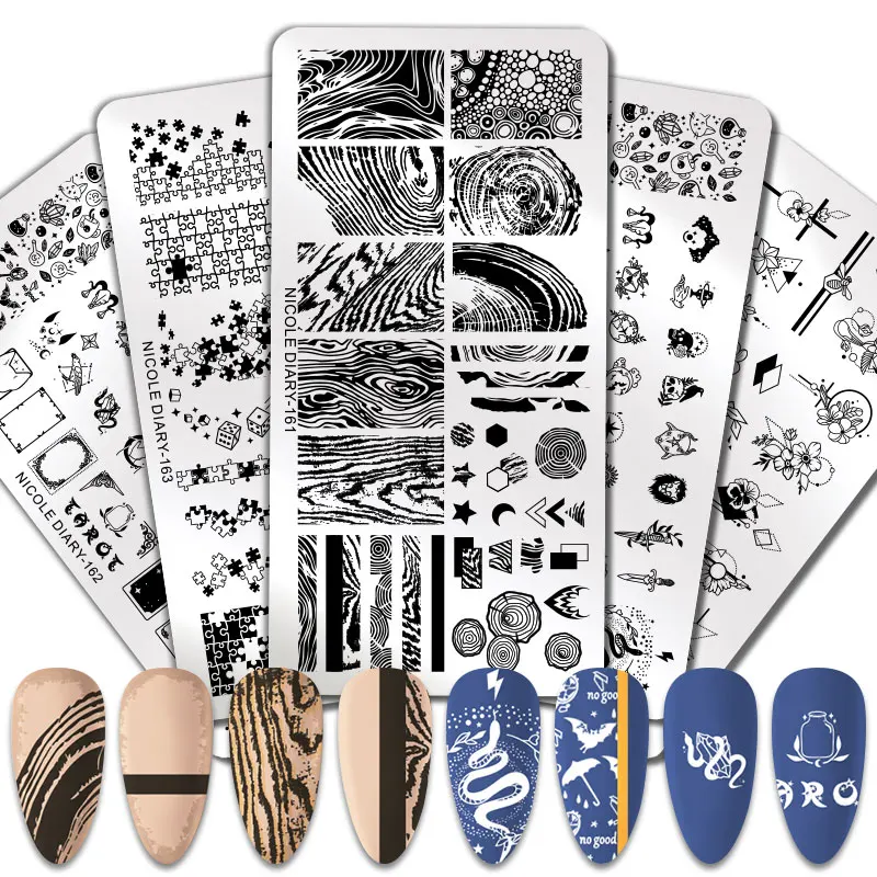 Трафарет NICOLE DIARY для стемпинга ногтей шаблон геометрического дизайна с