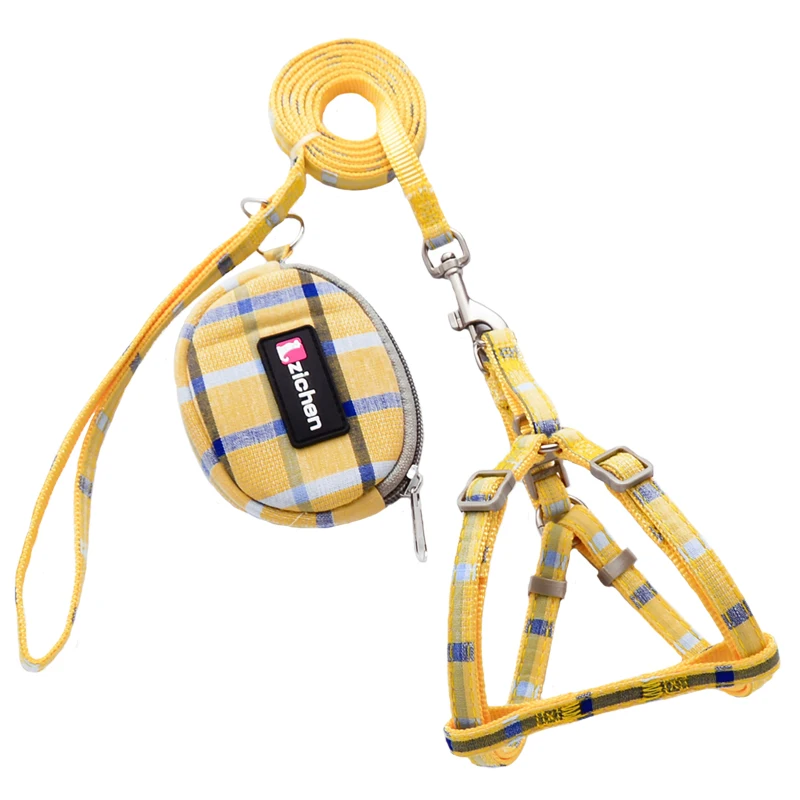 Клетчатый поводок для домашних животных в комплекте с кошельком мешком мусора