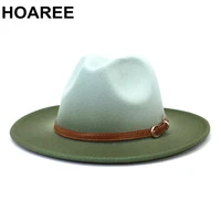 hoaree gradient color hats for women men fedora hat autumn winter wide brim jazz caps british vintage panama womens felt hat