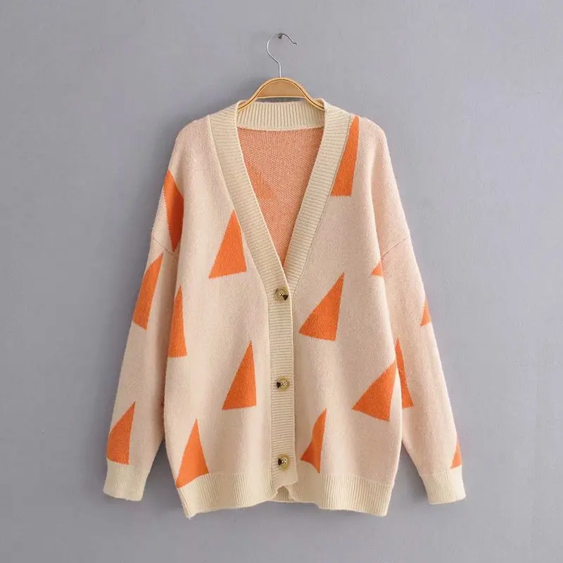 Модный новый женский свитер с длинным рукавом и V образным вырезом в европейском