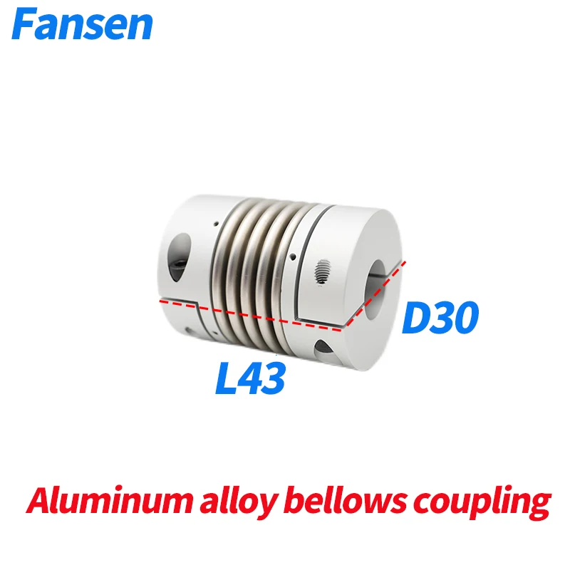 

D30L43 Corrugated Bellow Coupling Elasticity CNC Aluminium Alloy Stepper Motor Coupler Shaft Couplings 3D Printer Connector