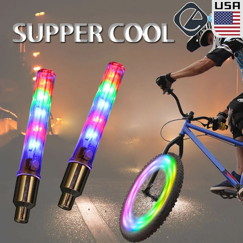 

2 Packs Bicycle Waterproof 5LED Bike Rim Lights For Wheel Tire Valve Spoke Switch Colorful Valve Light