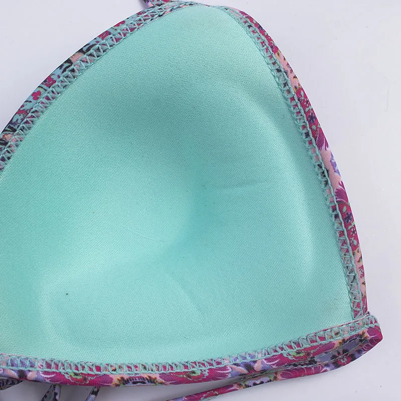 Комплект бикини женский с чашками пуш-ап и принтом купальный костюм в полоску