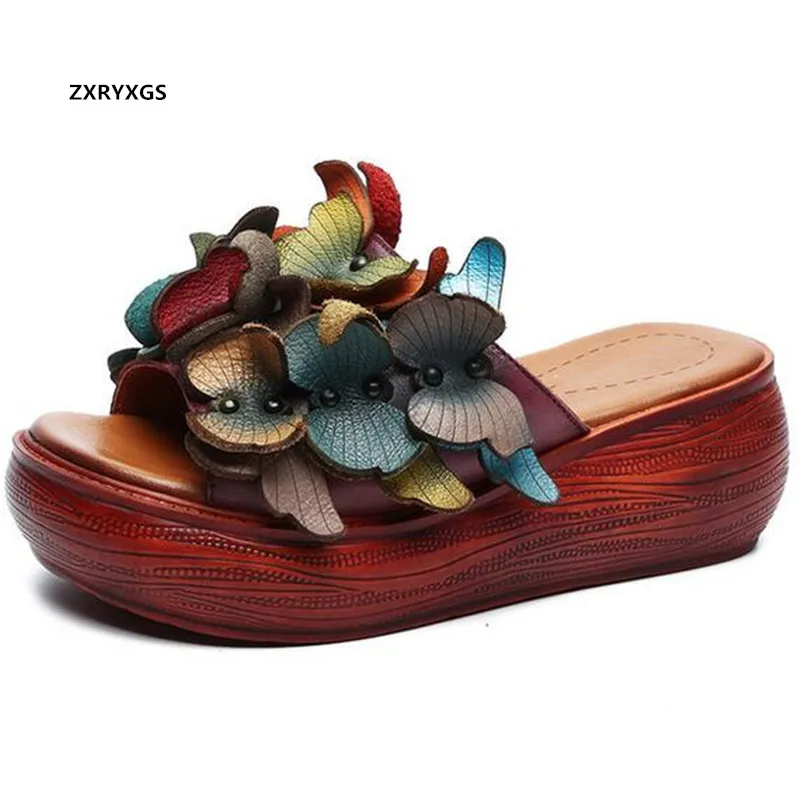 

2021 Classic Flower Summer Women Slippers Platform Comfort Light Increase Sandals Wedges Slippers Women Shoes Fashion Sandals