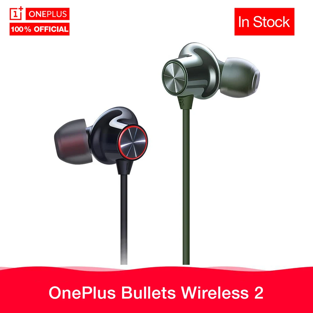 OnePlus официальный оригинальные пули беспроводной 2 в ухо наушник черный зеленый