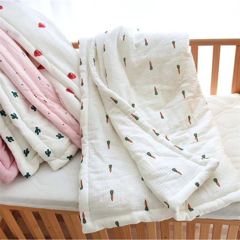 

New fabric crepe cotton quilt four season baby air conditioner room blanket quilt nursery school baby kids children bed quilt
