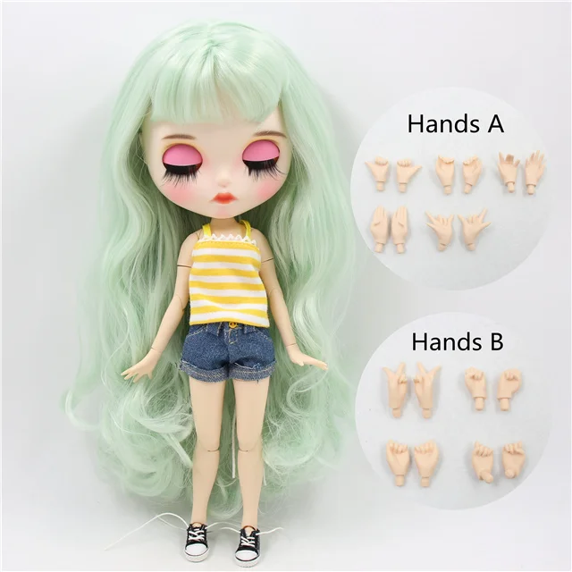 full set ICY factory blyth кукла на заказ, индивидуальная кукла, лицо, белая кожа, соединение тела, bjd, матовое лицо, бледно-зеленые волосы, 30 см, 1/6 игрушка - Цвет: full set