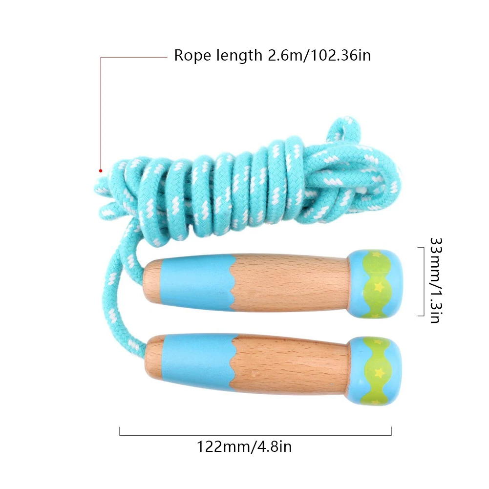 

Skipping Rope Adjustable Children Exercise Cotton Jumping Ropes With Wooden Handle For Children Exercise Easy To Use 102inch