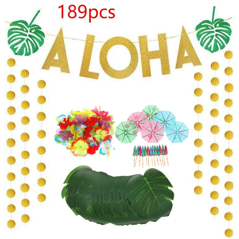 Мода 189 шт Гавайская тропическая украшения для тематических вечеринок набор