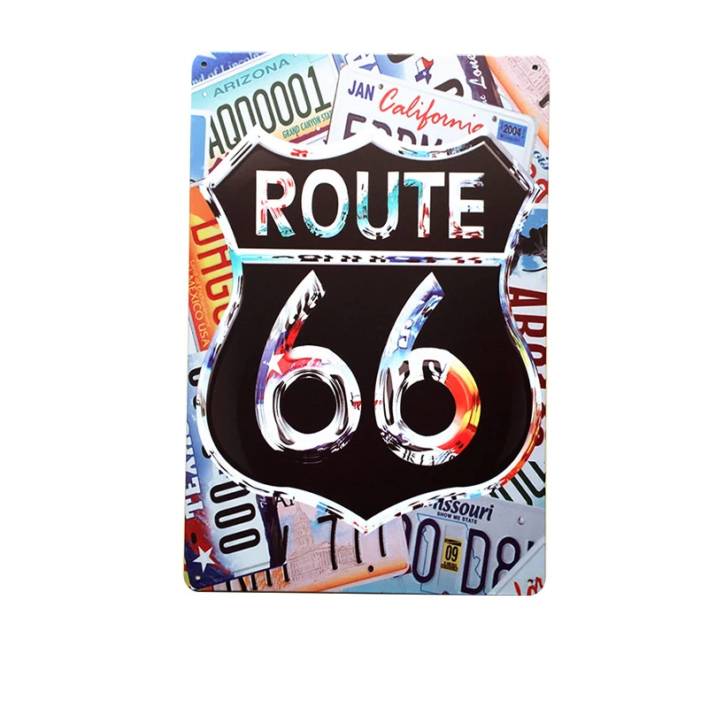 

US Route 66 Garage Art Poster Decor Home Bar Motor Club Wall Decoration Vintage Metal Tin Sign Man Cave Pin Up Signs Tin Plaques