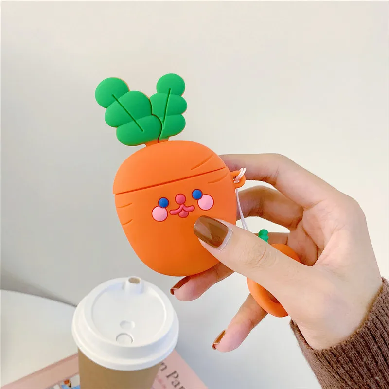 

Cute Cartoon Silicone Rabbit Carrot Shockproof Earphone Cases For Apple Airpods 1/2 3D Lovely Protection Earphone Skin Cover