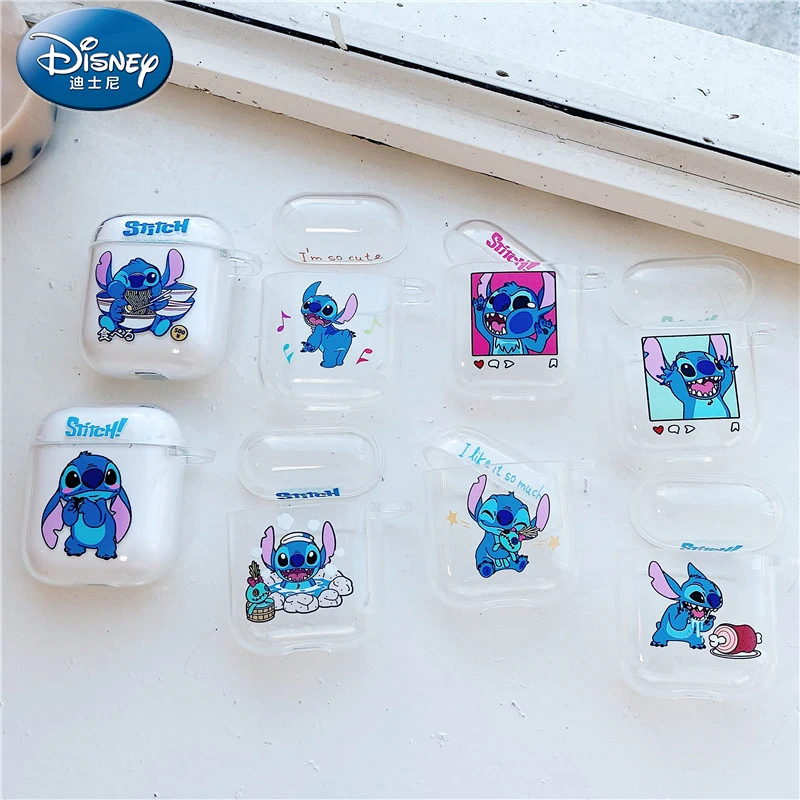 

Чехол для наушников Disney Stitch для Apple Airpods Pro, прозрачный чехол из ТПУ Для Air pods 1, 2, чехол, футляр для беспроводной зарядки