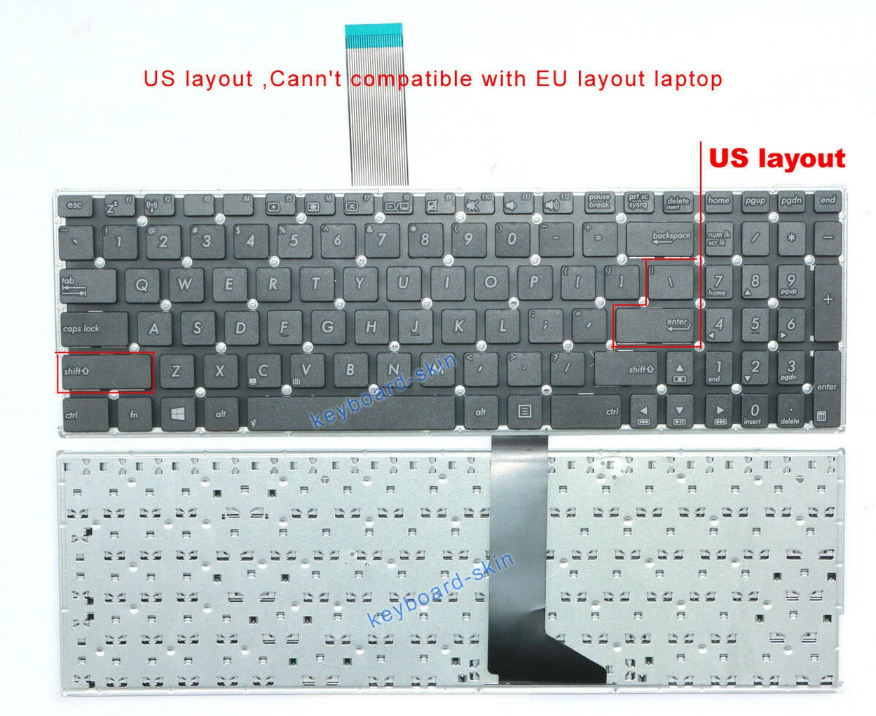 Новая клавиатура США без рамки для ASUS X550CL X550J X551C X552CA X552E X552L K550 K550C K552 F550 A550 R510 R510JD VM580D W50J W50JK
