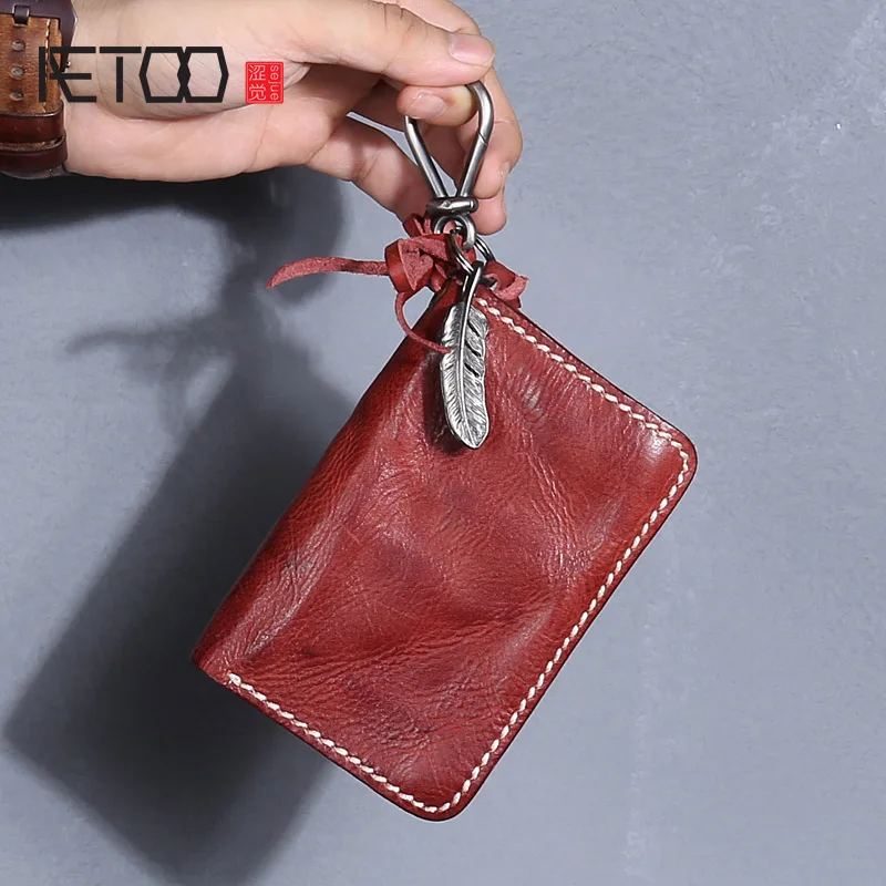 AETOO минималистский ретро кожаный кошелек ручной работы короткий мужской