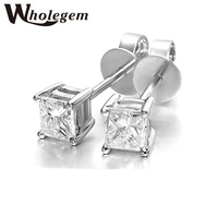 wholegem minimalist square aaa zircon stud earrings for woman ladies simple ear piercing accessory female fashion jewelry