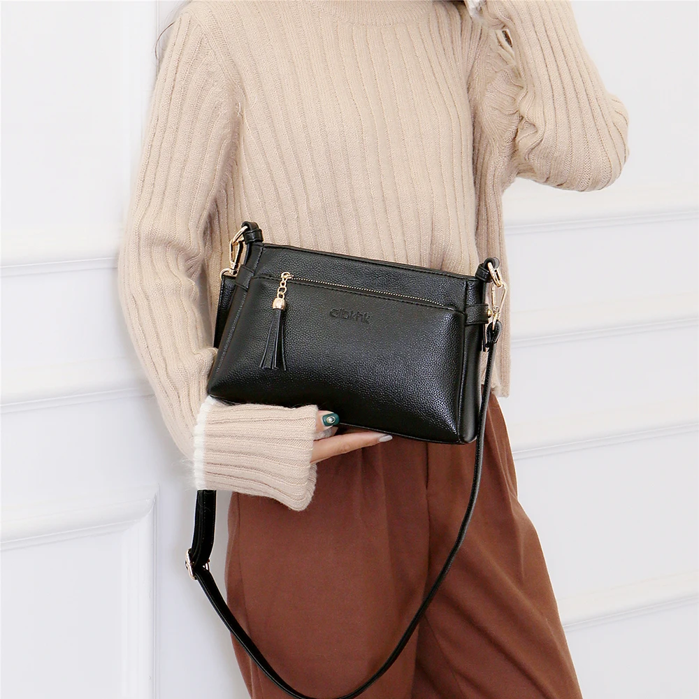 Модная женская сумка через плечо из натуральной кожи с регулируемым ремешком