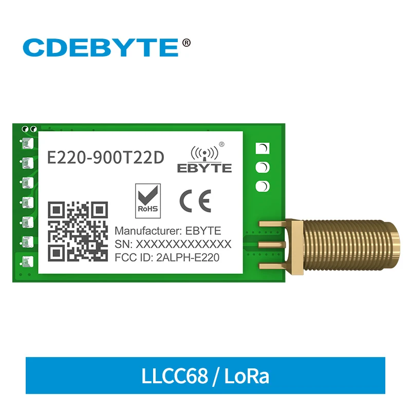 

LLCC68 Wireless Serial Port Module LoRa Spread Spectrum 868MHz 915MHz E220-900T22D 22dBm UART Interface SMA-K Antenna 5km
