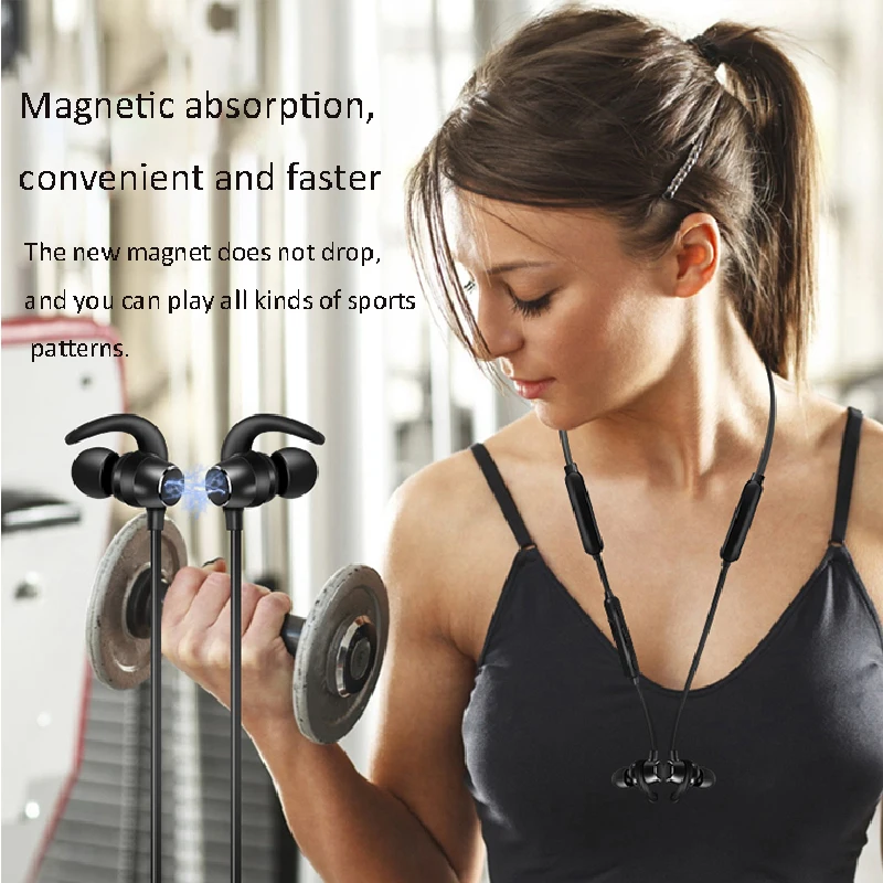 Наушники Беспроводные с шейным ободом и поддержкой Bluetooth магнитным дизайном на