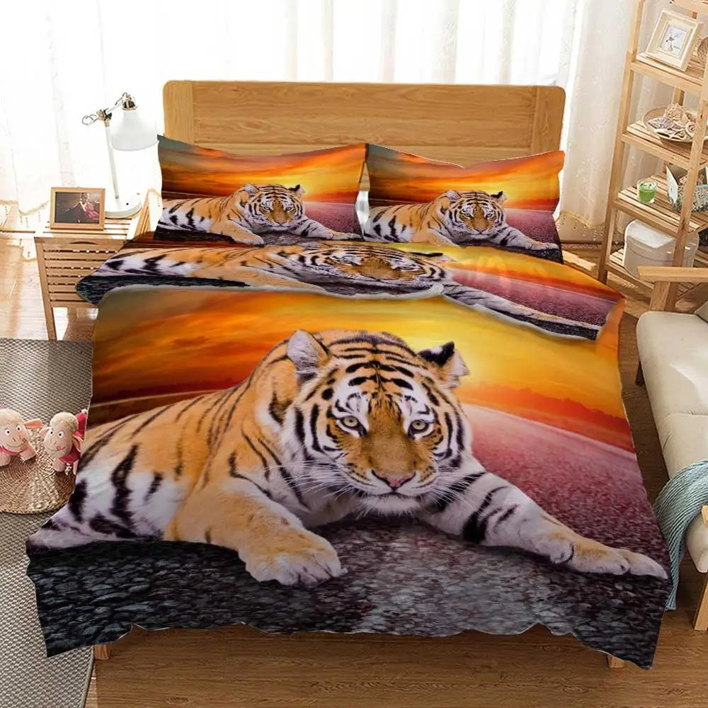 Тигр на закате дорога постельные принадлежности одеяло пододеяльник набор