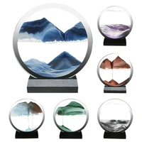 moving sand art picture office home decor sandscapes painting round glass 3d deep sea in motion display sand frame hourglass toy