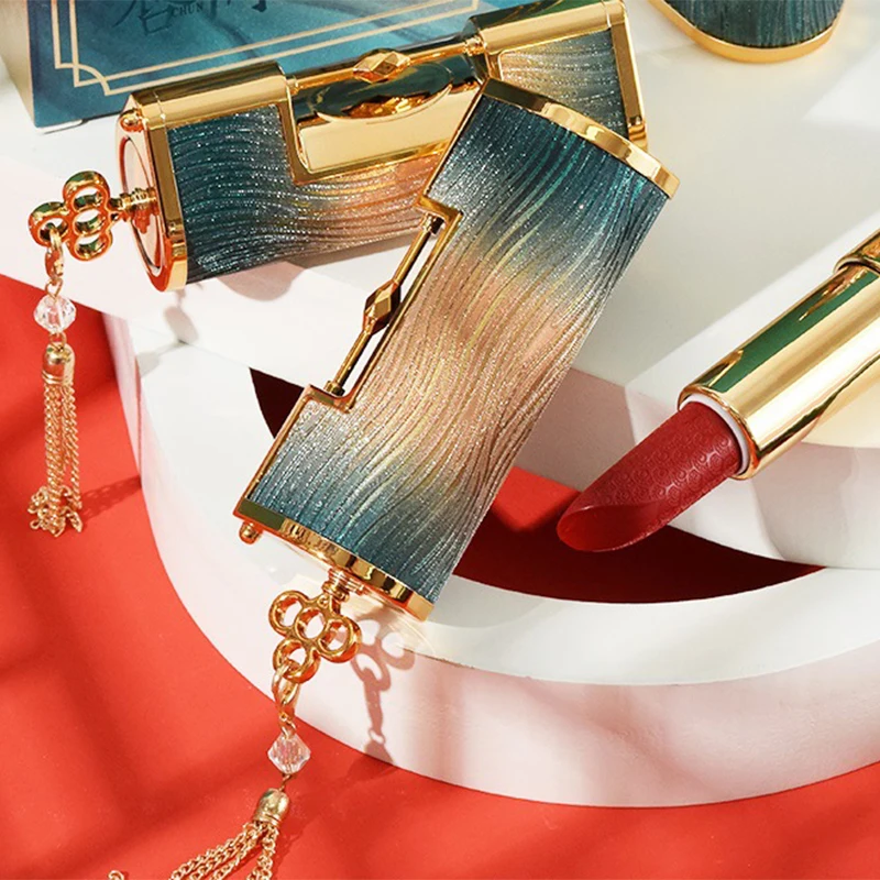 Набор матовых помад в китайском традиционном стиле 3 цвета бархатная глазурь для