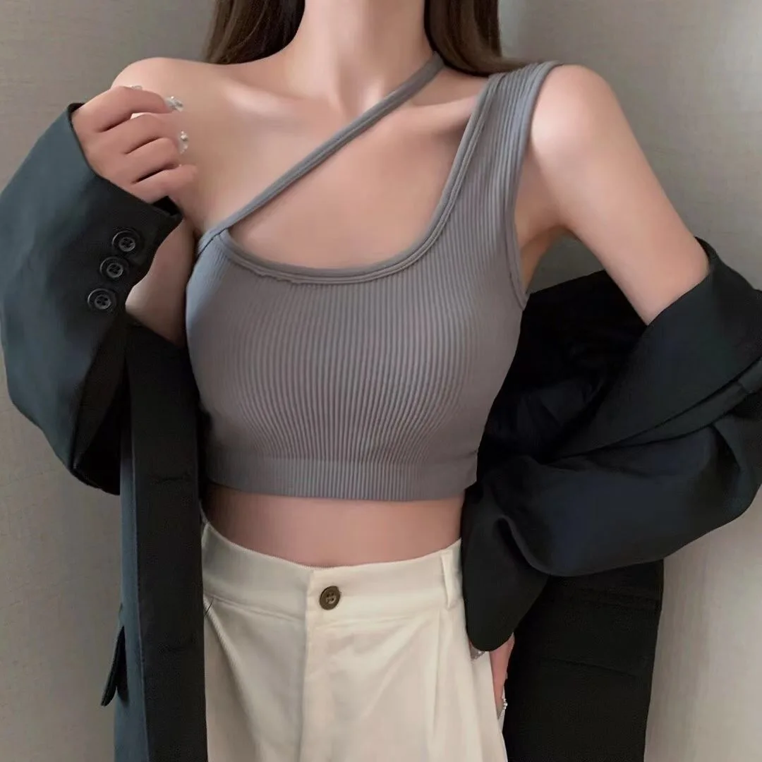 

Modal Solid Color Women Crop Tops Casual Sleeveless Vest Crop Summer Camis Tanks Tops Bralette Blouse Singlet Girls Fahion Tees