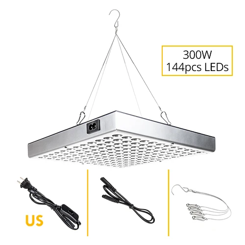 300W 144LEDs US Plug Серия подключения панели полного спектра светодиодный свет для выращивания 300 Вт 150 Вт Фито лампа с переключателем для выращивания палатки коробка 2 режима растительного света - Испускаемый цвет: 300W 144LEDs US Plug