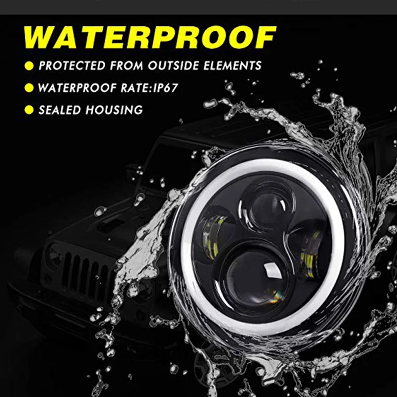 

For AM General Hummer /SE Sport Utility 2-Door /Defender 7'' Inch Auto LED Headlight With Angle Eye For Lada 4x4 urban Niva IP67