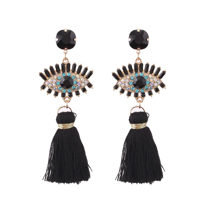 E1267 Black Sehuoran богемная Кисточка Серьги палец Pendientes Oorbellen Кристалл Длинные висячие Висячие серьги для женщин эффектные ювелирные изделия - Окраска металла: E1267 Black