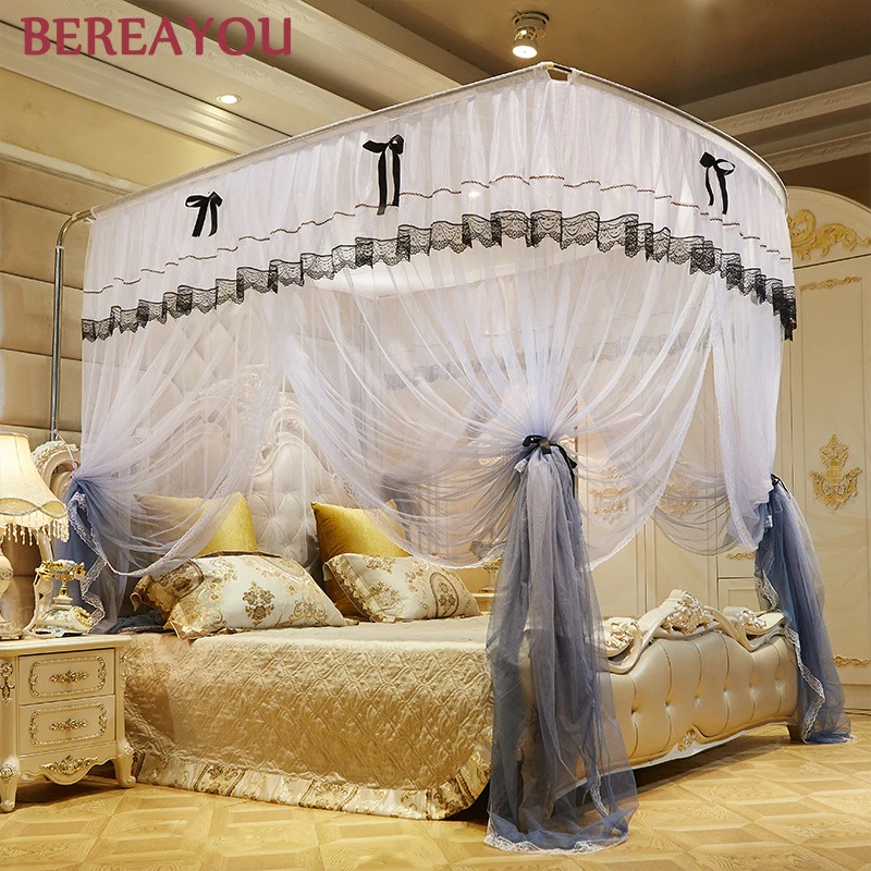 Роскошная противомоскитная сетка для двойной кровати с навесом из нержавеющей